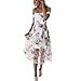 Produktbild Hffan Damen Bekleidung Sommerkleid Schulterfrei Blumen Gedruckt Kleid Frauen Baumwolle Plissee Tunika Chic Strand Party Kleid Aus Schulter Knielang Minikleid Maxi Dress (Pink, S)