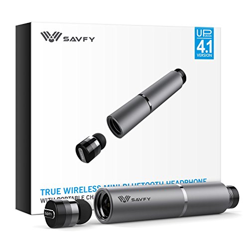 Mini Auriculares Inalambricos  SAVFY Realmente Auriculares Bluetooth Inalambricos  Menor Inal  mbrico Manos libres Bluetooth Auriculares in Ear con Cargador Port  til y Reducci  n de Ruido para Corriendo   iPhone  Gris