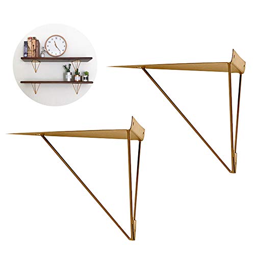 Shelf Brackets Soportes De Estantería Oro Soporte para Estanterías 160 Mm Escuadras para Estanterias Vintage Soporte Triangular Soportes De Hierro para Retro (2 Piezas) con Tornillos