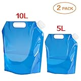 Plegable bidón de agua: 2 tipos de capacidad, 10L (15.1 x 38,5 x 41.5 cm/16.3 pulgadas) y 5L (11.81 x 12.99 pulgadas/30 x 33 cm), dos tamaños en el paquete