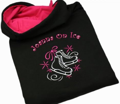 TinyGemz Girls Adults Personalised Embroidered Ice Figure Skating Hoodie with Crystals - 12-13 Years