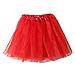 Produktbild Luckycat Damen Puffrock Damen Tütü Rock Minirock Organza Pettiskirt Petticoat Tanzkleid Dehnbaren Informell Mini Skater Rock Ballettrock Mit Sternchen Perfekt Für Fasching (Rot, Freie Größe)
