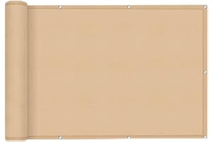 SUNNY GUARD Balcony Privacy Screen Cover Garden Privacy Screen PES Weatherproof UV Protection Windscreen with Cable Ties,90x400cm Sand