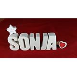Beton, Steinguss Buchstaben 3 D Deko Schriftzug Namen SONJA als Geschenk verpackt! Ein ausgefallenes Geschenk zur Geburt, Taufe, Geburtstag oder auch zu anderen Anlässen.