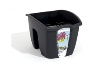 UNBEKANNT Blumenkasten Balkonkasten Geländerkasten Blumentopf Balkontopf 5 Farben 24cm von rg-vertrieb (Anthrazit)