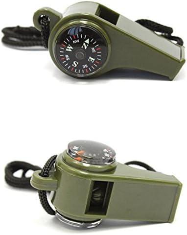 BAITER 3-in-1 Multifunctional Survival Whistle with Compass and Thermometer Outdoor Camping Hiking Emergency Essential Gear (2 Pieces)
