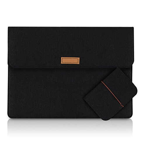 kwmobile Laptoptasche Filz Sleeve für 12,5" 13" 13,3" Laptop / Ultrabook - Notebook Tasche Schutzhülle Laptop Case Hülle in Schwarz mit Innentaschen Innenmaße: ca. 36,5 x 27,0 cm