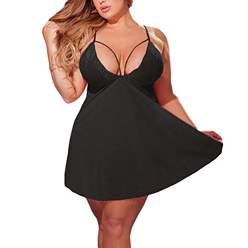 Preisvergleich Produktbild Kingprost-Erotik Spitze Lingerie Negligees FüR Mollige NachtwäSche Nachtkleid Nachthemd Dessous ReizwäSche Set Sleepwear Babydoll Kleid Mit G-String