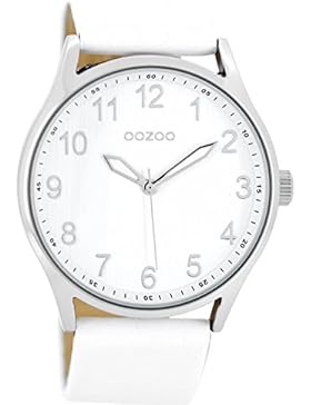 Oozoo Damenuhr mit Lederband 42 MM Weiss/Weiss C8640