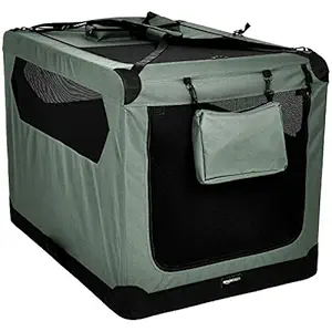 AmazonBasics Premium Folding Portable Soft Pet Dog Crate Carrier Kennel - 42 x 31 x 31 Inches, Grey