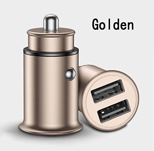 JINGBO Car Charger, Mini Dual USB Port Fast Charge Power Adapter,Gold