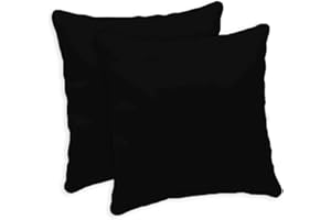 GIOVANNI DOLCINOTTI MADE IN ITALY Giovanni Dolcinotti | Set 2 Federe Cuscini Divano 40x40 - Copricuscini Decorativi - 100% Cotone - Fodere con Cerniera Nascosta - Nero - Modello Atlanta