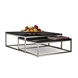 Encantador Set: moderno encastrables plano en 2 tamaños - la elegante combinación de cromo y black-lacquered madera es perfecta para el salón superficie - ideal para aperitivos y bebidas