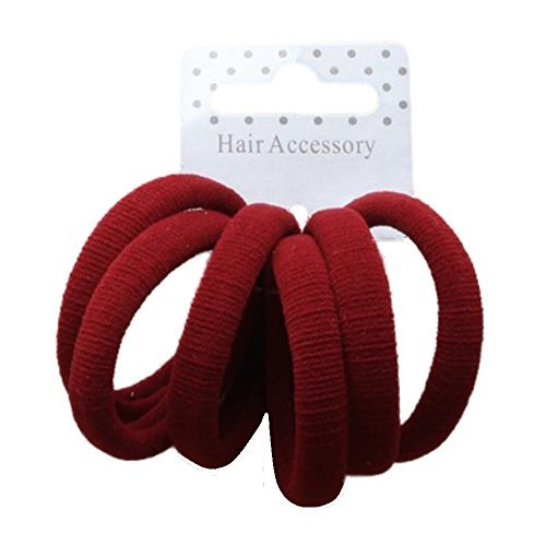 Set of 6 Burgundy Soft Jersey Endless Hair Elastics Bobbles Bands