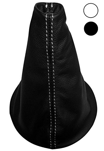 AERZETIX: Soufflet levier de vitesse en CUIR véritable avec coutures/surpiqûres couleurs variables (blanches)