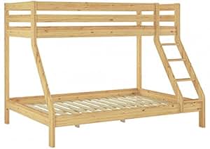 Doppel-Etagenbett 140x200 und 90x200 Erwachsenen-Stockbett Kiefer