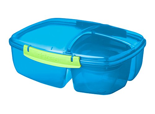 Sistema Lunch Triple Split Lunchbox mit Joghurttopf, 2 Liter, plastik, blau / grün, 24.5 x 20 x 9.1999999999999993 cm - 2