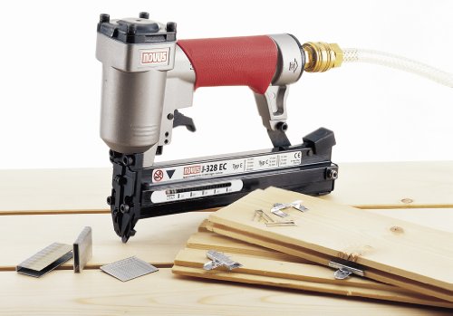 Novus Drucklufttacker J – 328 air power, professioneller Drucklufttacker mit Leichtmetallgehäuse, verarbeitet Schmalrückenklammern bis 28 mm Länge und Nägel bis 30 mm Länge, ideal für Vertäfelungsarbeiten, 032-0034 - 2