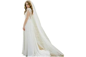 Bufenia Braut-Hochzeitsschleier, 1-stufig, Kathedralenschleier, lange Schleier für Bräute, weicher Tüll, Brautschleier mit Kamm, Kapellenlänge (79" L, Weiß)