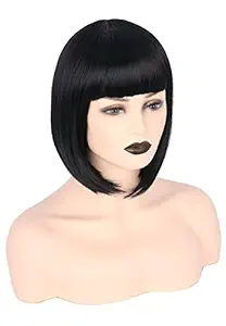 Unisex Short Straight Cosplay Costume Wigs Bob Cut Hair for Women Girls (Black)