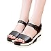 Produktbild Cooljun Damen Sommer Sandalen Peep-Toe Niedrige Schuhe Sandalen Damen RömischSchuhe Böhmen Schuhe Damen Flach Sandalen Mädchen Schuhe Flip Flops (35, Schwarz)
