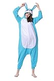 Unisex Erwachsene Kinder Pyjamas Cosplay Nachtwäsche Osterhase Tier Onesie Kostüme Schlafanzug Tieroutfit tierkostüme Jumpsuit (M, Blau Hase)