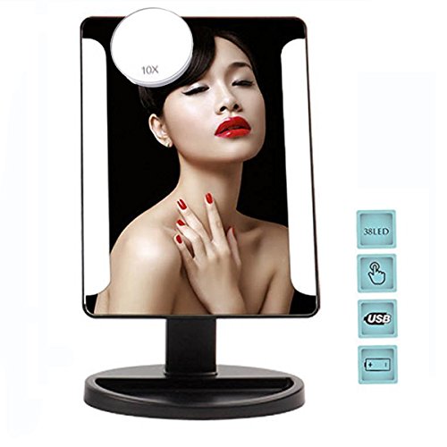 Beleuchtet Kosmetikspiegel Make-up-Spiegel mit LED Standspiegel Schminkspiegel 36 LEDs Schwarz