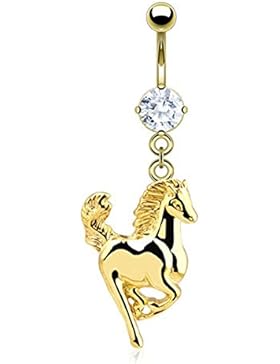 Paula & Fritz® Bauchnabelpiercing aus Edelstahl Chirurgenstahl 316L 14 Karat v...