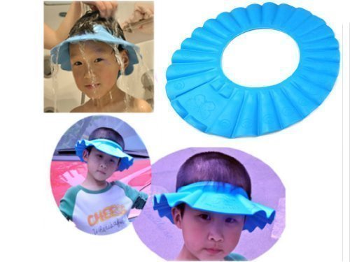 Soft Baby Kids Children Shampoo Bath Shower Cap Hat Wash Hair Shield (Blue)