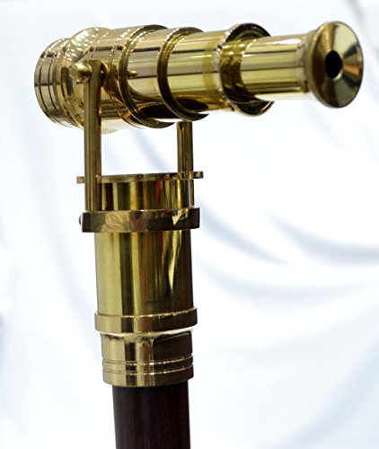 Teleskop Gehstock aus indischem Palisanderholz, faltbar, mit integriertem Fernrohr aus Messing - 4