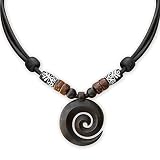 HANA LIMA ® Surferkette Koru Maori Wood Carving Neuseeland Lederkette Surferhalskette - 2