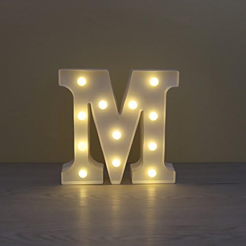 SunnyJenny Up in Lights Decorative LED Alphabet White Letters-M