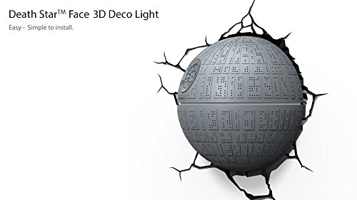 Star Wars Todesstern 3D Light FX LED Kinderlampe -Nachtlicht für kinder mit automatische Abschaltung und wandaufkleber – Death Star - 3
