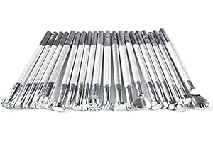 LATRAT 20 Stück Leder Handwerk Stamping Stanzer Werkzeug Set, Punzierstempel Punziereisen Set Leder Punzieren Leather Carving Craft