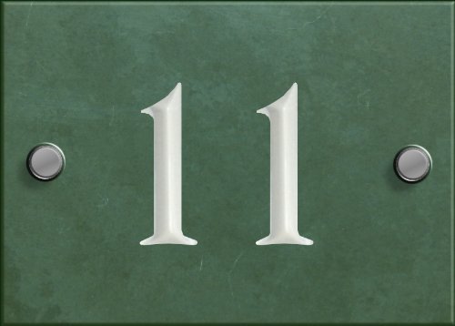 Números de casa en teja verde, del 1 al 99 (personalizable), verde, Number 11