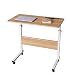Produktbild DlandHome 80 * 40cm Computertisch Lernen Schreibtich Pflegetisch Bettisch Frühstückstisch Höhenverstellbar mit Rollen Beistelltisch für Büro Schlafzimmer Mit Tablet-Steckplatz Eiche