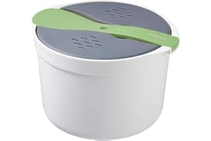 ORIENTAL RIVERKIT Mikrowellen Reiskocher, 2L Multifunktions Dampfgarer mit Filterabdeckung, Gedämpfter Reiskocher, Schnelles und Einfaches Reiskochen, 14,8 x 18,5 cm (grün)