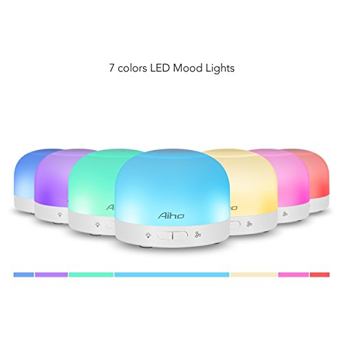 Aroma Diffuser Aiho Luftbefeuchter Ultraschall Vernebler Duftlampe Elektrisch Air Humidifier Öl Düfte Diffusor Holzmaserung LED mit 7 Farben einstellbarer Niedrigwasserschutz für Babies Yoga Kindergarten Schlafzimmer Büro - 6