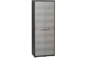 vidaXL Garden Storage Cabinet with 3 Shelves Black and Grey Tool Locker Shed