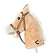 Pink Papaya | Stick horse - "Goldy" - Beige stick horse made of plush with blonde mane and with sound effects