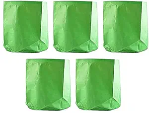 PKP Plastic UV Treated Grow Bag 12 X 15 inch for Terrace Gardening ,Leafy Vegetables Green,Nursery Grow Bag, HDPE Bags ,Planting Pots Pack of 5