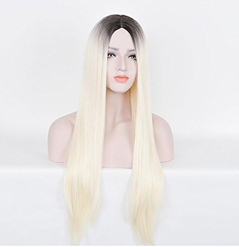 GBDSD Ladies Free tress no glue tape Full cap Long straight Synthetic ombre color glueless lace frontal wig for black women