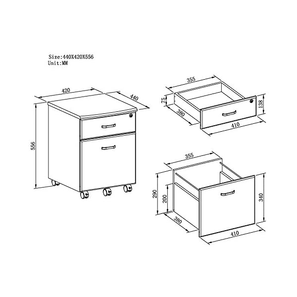 Two Drawer Lockable A4 Suspension Filing Pedestal Cabinet Cupboard Matching Piranha Range of Desks and Home Office Furniture - Blenny PC 10 - Image 3