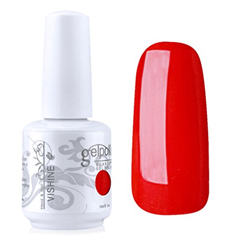 Vishine Gelpolish Lacquer Shiny Color Soak Off UV LED Gel Nail Polish Manicure Bright Red(1535)