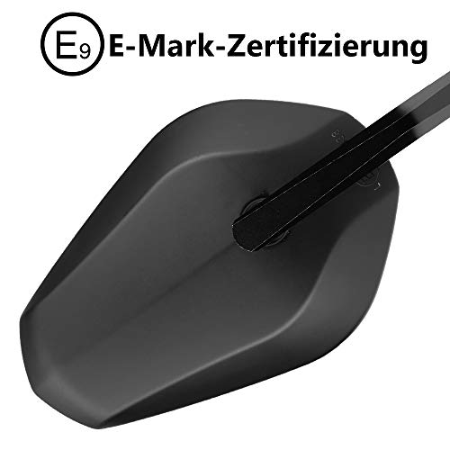 Lenkerendenspiegel Motorrad Spiegel Seitenspiegel E-Prüfzeichen Rückspiegel Lenkerspiegel universal für ATV MT 07 MT 09 S1000 FZ8 G310R R1200 GSXR 690 Z750 Z1000 LTZ400, 2 Stücke, Schwarz - 7