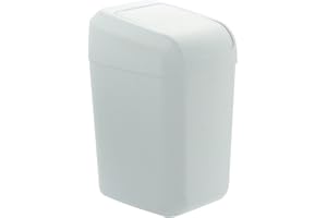 Denox DEN129 Papelera Troya con Tapa basculante 30 litros, Blanco, 350x280x530 mm