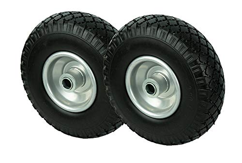 PU Rad 260 mm - Pannensicher je 130 Kg Traglast, Metallfelge 3.00-4 (Schwarz, 2 Stück)