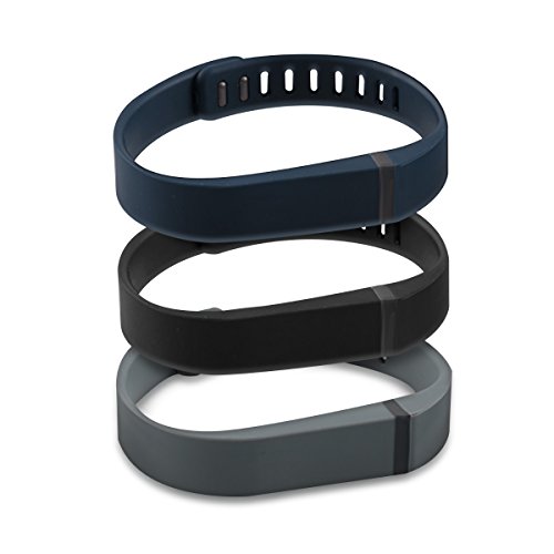 kwmobile 3in1 Set: 3x Sport Ersatzarmband für Fitbit Flex in Schwarz Dunkelblau Anthrazit Innenmaße: ca. 15 – 20 cm – Silikon Armband mit Verschluss ohne Tracker - 5