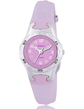 Mädchen Kleine uhren quarz zeiger,100m tiefe wasserdicht Quarz-uhrwerk Harzband Einfache Gemütlich Kind]-E