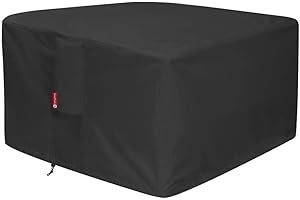 SHEECHUNG Gas Fire Pit Cover Square - Premium Patio Outdoor Cover Heavy Duty Fabric with PVC Coating,100% Waterproof,Fits for 33 inch,34 inch,35 inch,36 inch Fire Pit / Table Cover (36”L x 36”W x 24”,Black)